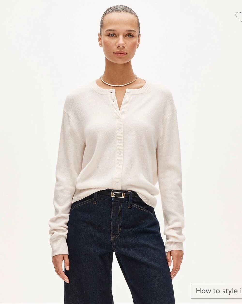 J. Crew Perfect Cashmere Cardigan Sweater in Snow NWT Size Large (stain)